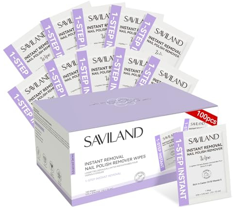 SAVILAND Aceton Nagellackentferner Pads: Super Große 100 Stück Peel Cleansing Pads, 1 Stück Entfernt 10 Finger, Starkes Nail Polish Remover Wraps Nicht Reizend Nagellack Remover Nagelpads Hause Reisen