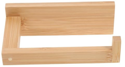 Tofficu Stylish Bamboo Toilet Paper Storage Wall-mounted Holder Multi-functional Bathroom Organizer Modern Bamboo Towel Rack