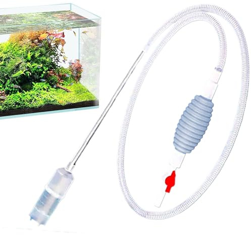 Aspirador De Grava para Acuario,Sifón de Manguera Transparente de Flujo Rápido - Accesorios para Pecera de Agua Dulce Kit Principiantes: Tortugas, Betta, Camarones y Reptiles