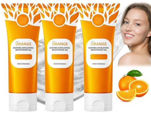 Gel Exfoliant Orange pour Visage,3pcs Orange Exfoliating Brightening Gel,Gels Exfoliant Aux Enzymes D'Oranges,Gels Peeling Bio Visage Et Corps,Gelss Exfoliants Oranges