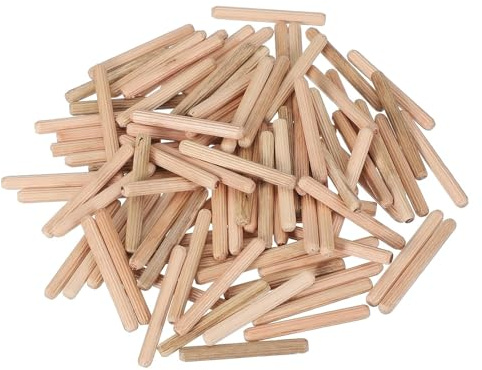 50PCS Wooden Dowels 6x50mm – Solid Wood Dowel Pins, Fluted Round Wood Rods for Furniture Repair, Carpentry, Joinery, Woodwork, DIY Craft