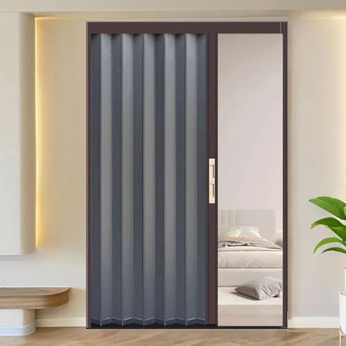 yurstcggh Faltbare Falttür, Schiebetür, Aluminiumlegierung, Innenfalttüren, Weiß/Grau, Leichtgängiges Schieben und Ziehen, für Schlafzimmer, Badezimmer, Küche, Büro 60×183cm