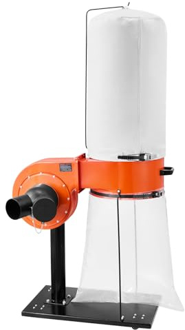VEVOR Absauganlage, 1359,21 m³/h 2,5 Mikron Späneabsauganlage, 1 PS Sägemehlsammelsystem mit 60 L-Staubsammelbeutel, Filterbeutel und Rollen, Staubsammler für die Holzbearbeitung