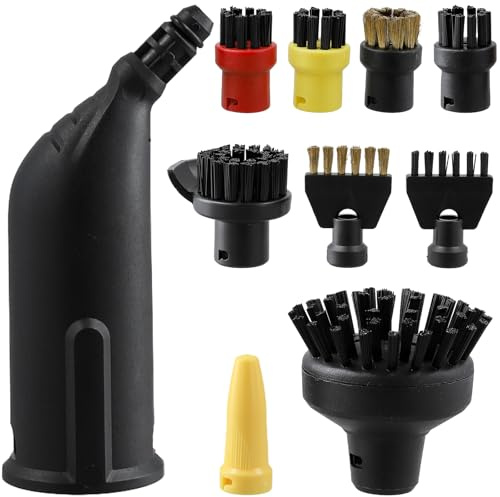 FEIGO 10 Stück Kärcher Dampfreiniger Zubehör, Komplettes Ersatzteil Set, Rundbürste Gross, Reinigungsbürste, Fugenbürsten, Düse, Kompatibel mit SC1 SC2 SC3 SC4 SC5