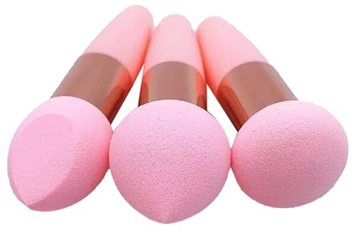 Skönhetssvamp, 3 st makeupsvampar med handtag, foundation puff set, multifunktionsapplikatorer, skönhetspresentkit för kvinnor, professionell blandning