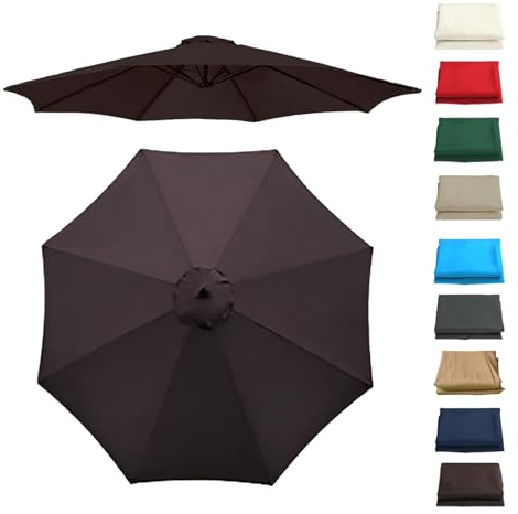 GZDXBF Auvent De Remplacement pour Parasol 6 Baleines/8 Baleines, Toile De Parasol Déporté, Housse De Rechange pour Parasol D'extérieur, Polyester Anti UV 50+(Brown,8 RIBS/350CM(11.5FT))