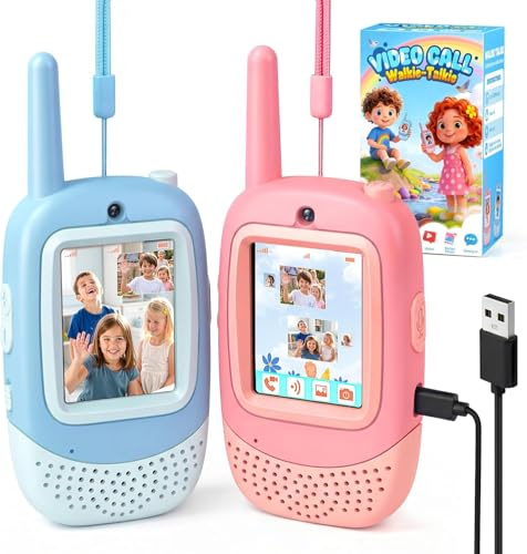 Video Walkie Talkies for Kids, 2 Pack with Camera and Real-Time Calls | Rechargeable Kids Walkie Talkies Magic Voice Changer, Photo Camera, Interactive Toys Gifts for 3-12 Year Old Boys Girls