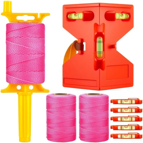 String Level Kit Featuring Adjustable Angle Tube Level and Nylon Line for Measuring and Marking Straight Reference Lines (Set 4)