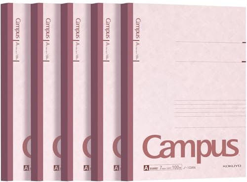 KOKUYO Campus Notebook, A 7mm Ruled, Semi-B5, 100 Sheets, 30 Lines, Pink, Pack of 5, Japan Import (NO-10AN)