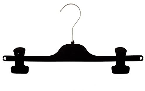 Samt Kleiderbügel für Hosen & Röcke mit Clip, 35 cm, schwarz, 15 Stück