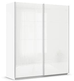 Rauch Möbel QUADRA, Schwebetürenschrank, Weiß/Glas Weiß, Breite 181 cm | Kleiderschrank mit Schwebetüren, Schiebetüren, 2-türig, für Schlafzimmer, Kinderzimmer, Jugendzimmer, Garderobe