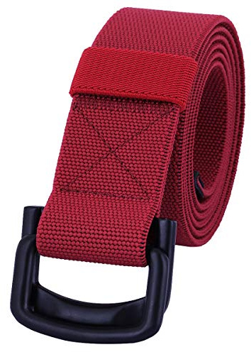 KYEYGWO Männer Doppel D-Ringe Schnalle Elastischer Gürtel | 3.5cm Breite Outdoor Einfarbig Freizeitgürtel Langlebige Taktische Leichter Weicher Militär Arbeitsgürtel für Jeden Anlass