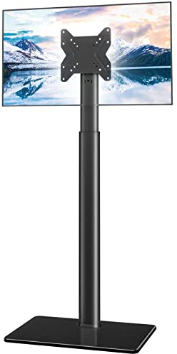 Universal TV Stand Monitor with Mount 100 Degree Swivel Height Adjustable and Tilt Function for 19 to 43 inch LCD, LED OLED TVs,Space Saving Standing Bedroom Living Room Corner,Black