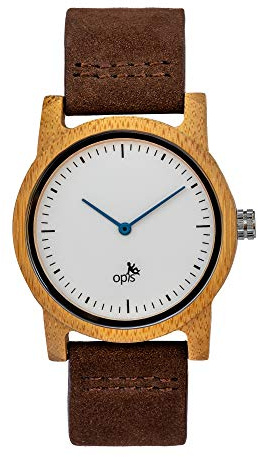 Opis UR-U2: Reloj Unisex Minimalista con Caja de Madera y Correa de Cuero para Hombre y Mujer (Bambú)