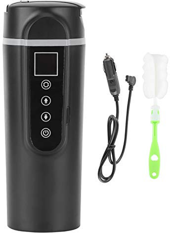 Tasse de chauffage de voiture d'Aramox, tasse de chauffage de voiture en acier inoxydable universel LCD affichage intelligent de la température 450 ml 12-24 V