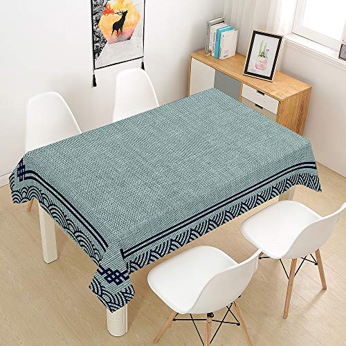 Morbuy Einfach Tischdecke Abwaschbar Tischtuch Rechteckig Tischwäsche Gartentischdecke Outdoor Tischdekoration Wasserdicht Polyester Ölfest Pflegeleicht (140x240cm,Türkis)