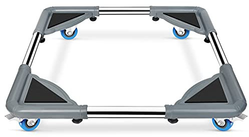 SPACECARE Mobile Roller with 4 Locking Wheels - Adjustable Furniture Dolly Washing Machine Stand Refrigerator Base Moving Cart- Mini Fridge Stand Accessories Appliance Roller Laundry Pedestal -Grey