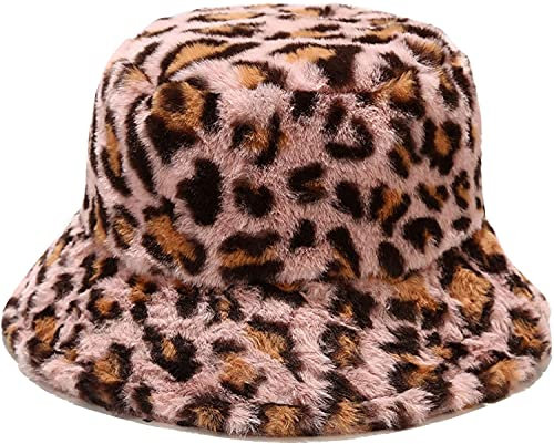 Yixda Winter Warm Hut Damen Mädchen Fellmütze Outdoor Kunstpelz Fischerhüte Cap (Leopard B-Pink)