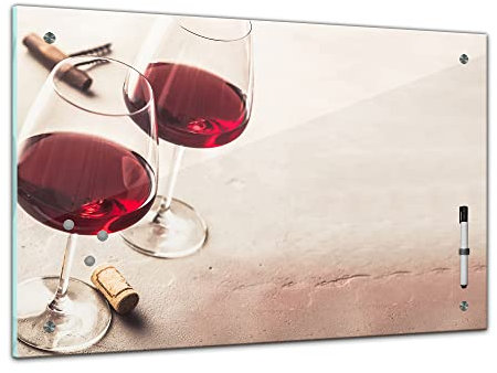 Bilderdepot24 Memoboard 60 x 40 cm | Küchenmotive | Rotwein | abwaschbare Glas-Magnettafel mit Halterung Magneten Stift 1322a