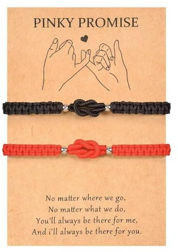XFSRG Partner Armbänder Kabbalah Glücks Amulett Armband Verstellbar Freundschaftsarmband Geschenk für Freund Freundin Ehemann Frau Familie Freunde (Schwarz + Rot)