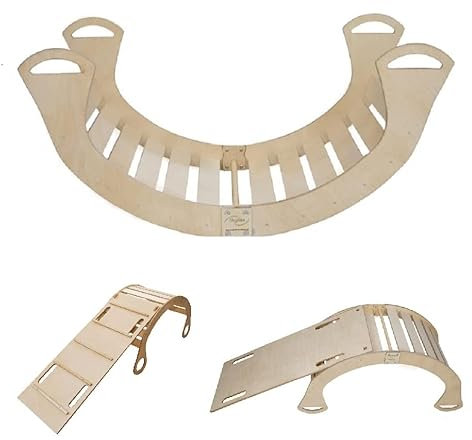 Kids Pikler Dreieck, Kletterdreieck mit Rutsche und Kletterbogen Holz- Verschiedenste Spielmöglichkeiten mit den Geräten (Set 4)