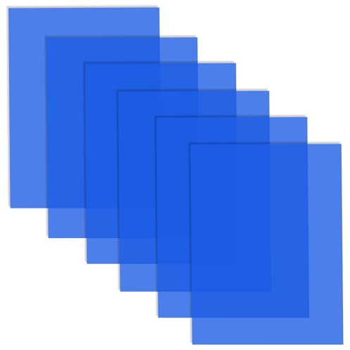 ZoZoMaiy 6-Piece Correction Gel Transparent Overlays Blue Flash Gel Color Filter Plastic Sheets for Photo Studio Strobe Flash LED Video Light, 29.7x21cm