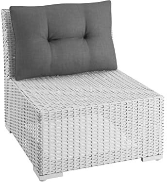 sunnypillow Polster für Gartenmöbel - Rückenkissen 50 x 40 cm für Rattanmöbel - Lounge Kissen Outdoor, wasserdicht, UV-lichtecht - Gartenpolster, Polsterauflagen auf Rattansessel, Stuhl - Anthrazit