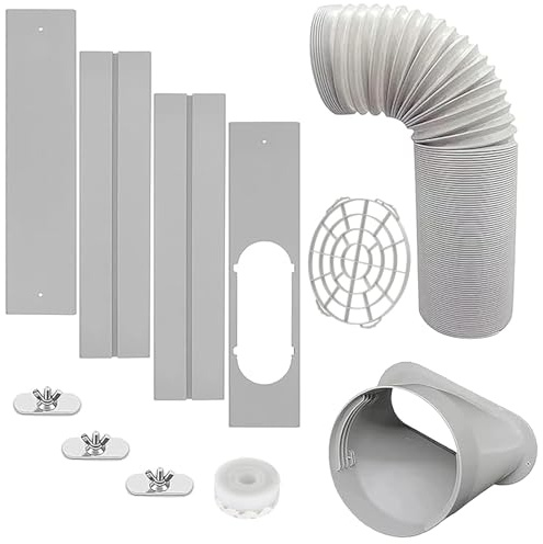 GOZFLVT Portable Air Conditioner Windows Vent Kit with 5.9” Exhaust Hose Window Seal Kit for Portable Air Conditioner, Adjustable Sliding Window Kit Plate for AC Unit Suitable for 5.9”/15 CM AC