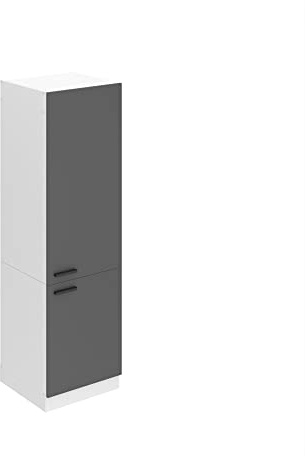 BELINI Colonne pour Réfrigérateur Encastrable SSL60 I Armoire de Cuisine Avec 2 Portes I Meuble - Taille: 57,6 x 60 x 204 cm I Armoire de Rangement - Couleur: Argent Mat
