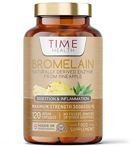 Bromelain Capsules - High Strength 3000 GDU - Highly Dosed 500mg per Capsule - Naturally Derived from Pineapple - UK Made - Zero Additives - Vegan - Pullulan - 120 Capsules
