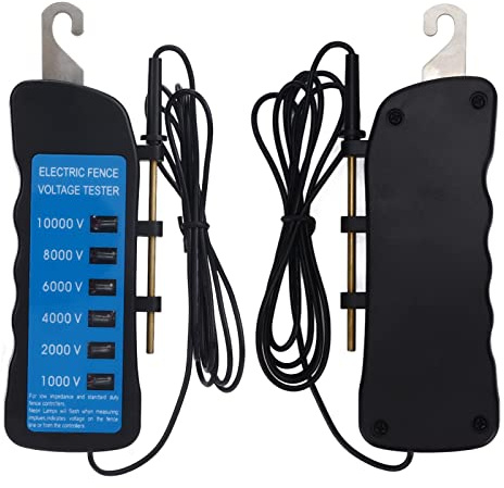 Elektrozaun Tester 1000-10000 V Wasserdichtes Voltmeter mit 6 LED Leuchten für Weidezaun Farm Zaunüberwachung