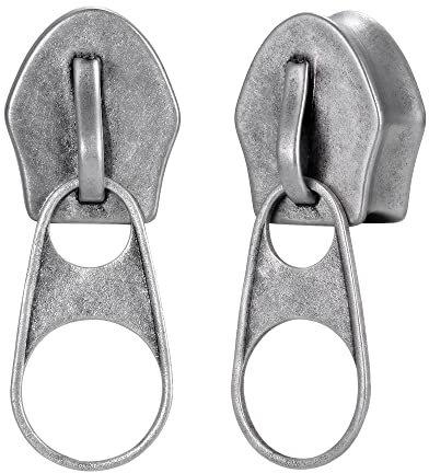 ERKUOO 2 dilatadores de oreja con cremallera, dilatadores de oreja, dilatadores de carne, aretes expansores, joyería corporal, 0 g-1 pulgada (8 mm-25 mm), 0g=8mm, Metal, arenisca