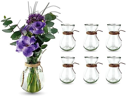 casavetro 6st Tee-Vase Blumen Tisch Dekoration Hochzeit Party Set Flasche Glas klar (6 Stück)