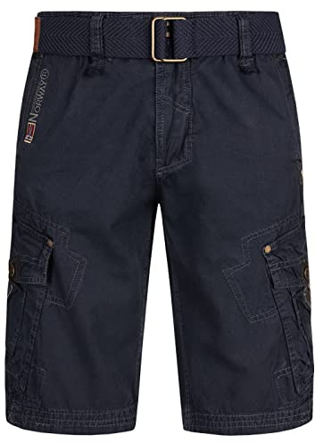 Geographical Norway Peanut Bell Herr - Kortbyxor/Bermuda för Män - Sommar Cargo Shorts i bomull - Herrkläder, Blå, 4XL
