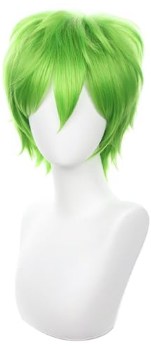 COSPLAZA Grün Cosplay Perücke Kurz Stachelig Flauschig Hitzebeständig Geschichtetes Synthetisches Haar Männer Frauen Halloween Party Perücke