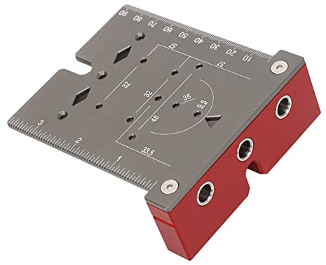 Hinge Jig Drilling Hole Saw Kit, 35mm 3 in 1 Hinge Boring Dowel Accurate Locking Woodworking Dowel Cabinet Jig Drill Guide Locator, Splicing Plate Punching Fixer for Door Cabinets