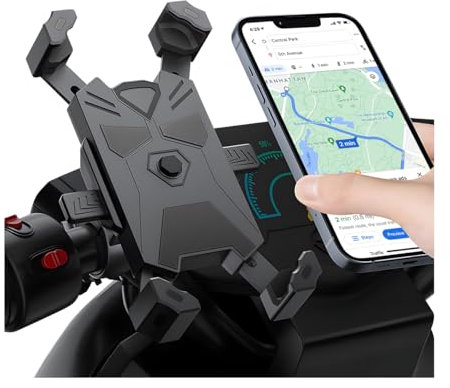JNNJ Handyhalterung Motorrad, 360° Drehbar Outdoor Handy Fahrradhalterung, Universal Handy Halterung Fahrradlenker Mit Diebstahlschutz-Klemme Für Motorrad(Schwarz)