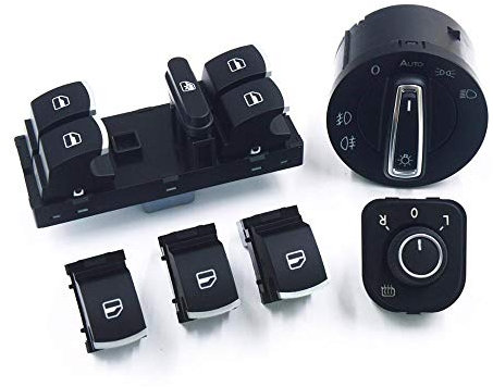 ZIxmix Car Headlight Switch Scheinwerfer-Fenster-Spiegel-Steuerschalter-Taste/passend for Volkswagen Jetta Mk5 Golf 5 6 Headlight Switch (Color