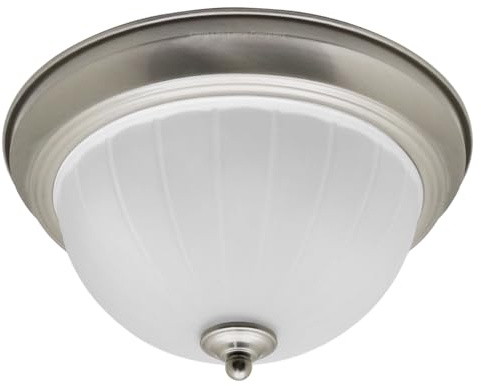 Long Life Lamp Company Flush Mounted Brushed Chrome Ceiling Light Frosted Glass Dome Shade Metal Surround IP44 Bathroom, Home (Brush Chrome H3113)