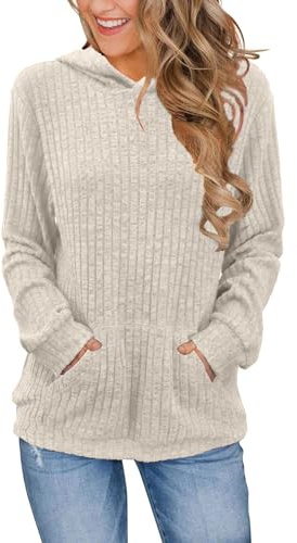 Bosmeer Womens Sweatshirts Long Sleeve Hoodies Fall Sweaters Tops Apricot L