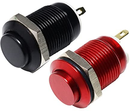 12-mm-Druckknopfschalter Metall, VaneAims, kurzzeitig, Oxidation, rot, blau, schwarz, grün, gelb, hoher Kopf, Mini-Elektroschalter (Farbe: Rot, Größe: 12 mm_hoch, rund) (Color : Green, Size : 12MM-H