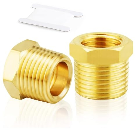 TAILONZ PNEUMATIC 2 Piezas Casquillo Reductor Hexagonal de Laton Racor Reductor 1 BSP Rosca Macho a 1/2 BSP Hembra Conector Adaptador de Tuberia para Aire Agua Gas