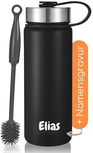 Milu® Trinkflasche mit Gravur personalisiert - als Geschenk-Idee Ostern, Vatertag, Muttertag, Weihnachten, Einschulung, Liebesgeschenk, Geburtstag Frauen und Männer Mama Papa Kinder (500ml + Gravur)