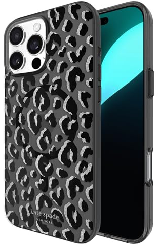 Kate Spade New York iPhone 16 Pro Max Case - City Leopard Black | Compatible with MagSafe - Lightweight Designer Case for iPhone 16 Pro Max w/Anti-Scratch Coating & City Leopard Black Design
