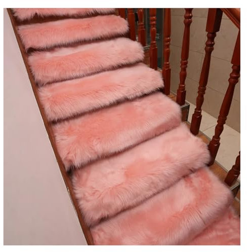 WJLYDM Stufenmatten Soft Fluffy Plush Stair Treads Carpet Rectangle Non-Slip Rug Floor Mat for Living Room Bedroom Stair Decor Safety Mute Step Rugs FüR Treppen(QA-5,Customized Size)