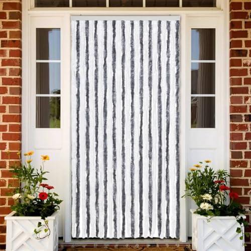 Brokky Insect Curtain Grey and White 100x220 cm Chenille,Curtains Door Fly Screen Curtain For Doorways Window Decorations Room Divider Door Curtain