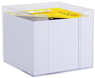 Idena 11184 - Zettelbox, transparent, 9 x 9 x 8 cm, inkl. 700 Blatt Zettelblock, FSC-Mix Papier in Weiß