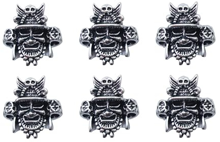 TESDA Paracord Silber Perlen Messer Bead und Charms Schädel Messer Lanyard Bead, 550 handgemachte Paracord Bead, EDC Charm Beard Bead Bead, Pack 6-Stücke