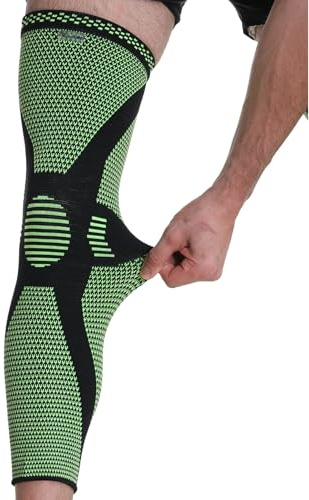 NEOtech Care - Manga de compresión para rodilla y pierna - Tejido de punto de fibra de bambú - Material elástico y transpirable (Verde, Talla M, 1 Unidad)