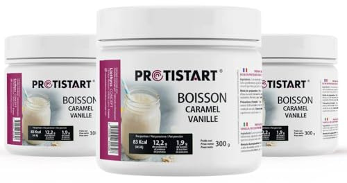 Lot de 3 - Boisson protéinée Caramel Vanille PROTISTART - Pot 300g - 36 portions